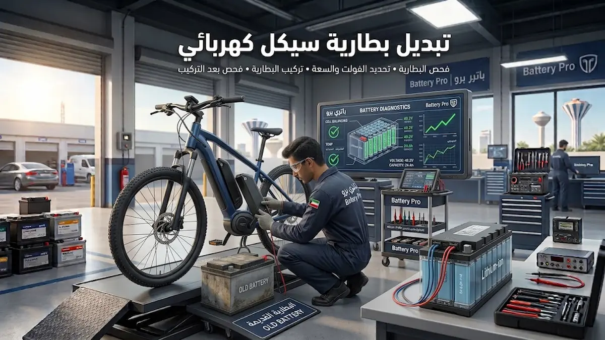 تبديل بطارية سيكل كهربائي في الكويت من باتري برو