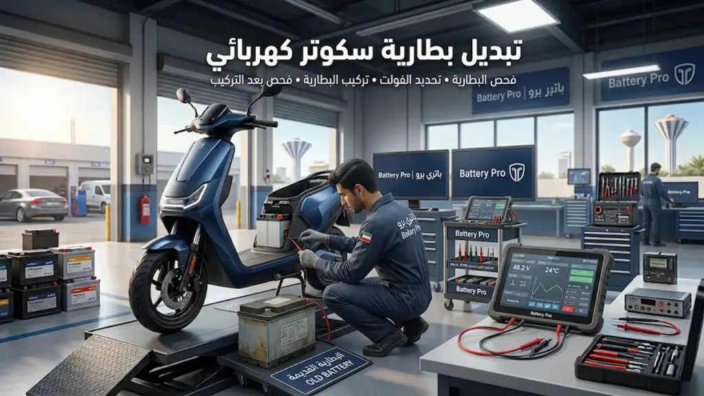 تبديل بطارية سكوتر كهربائي في الكويت بواسطة باتري برو